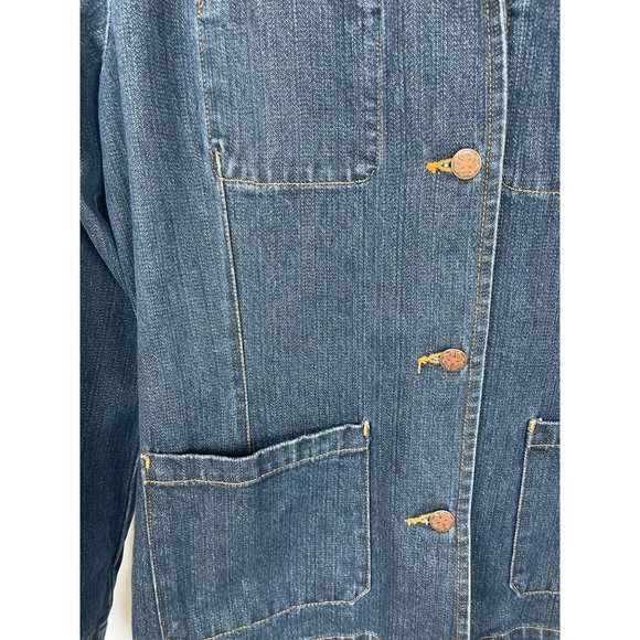 RARE Vintage Oshkosh Dark Denim Chore Barn Coat 90's Utility Workwear LG - Picture 3 of 6
